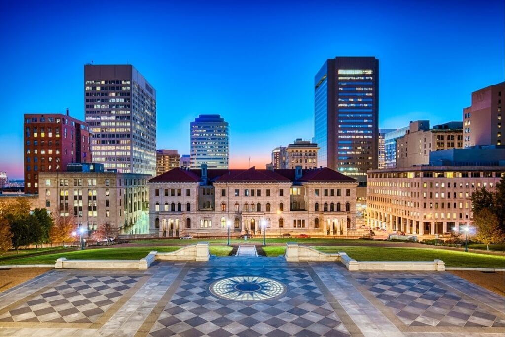 View at night of Richmond, Virginia