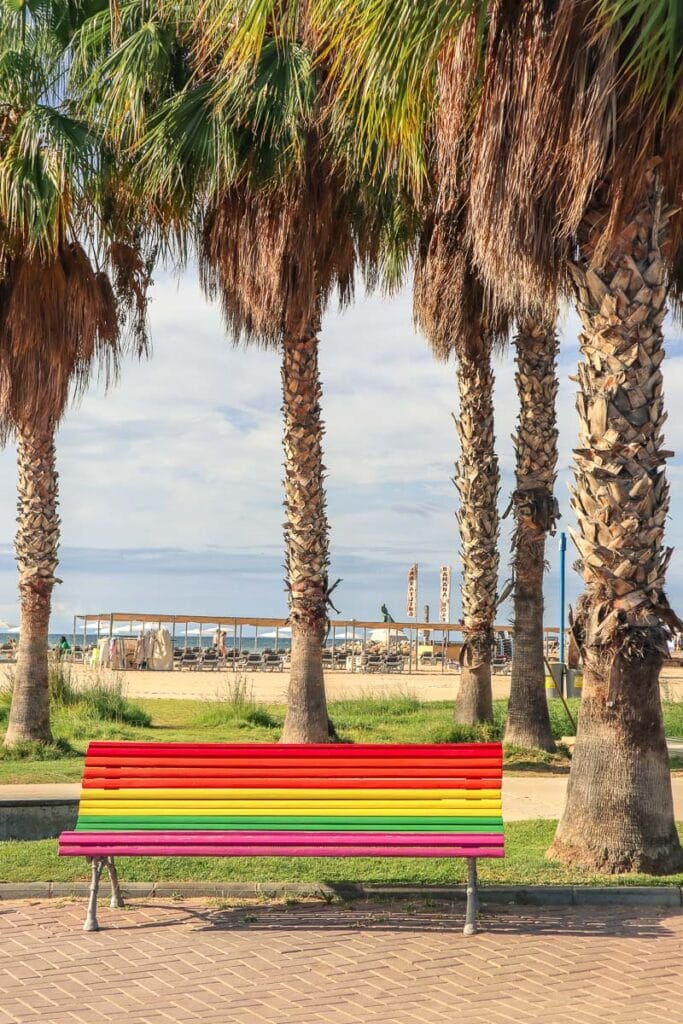 Colourful bench in Salou