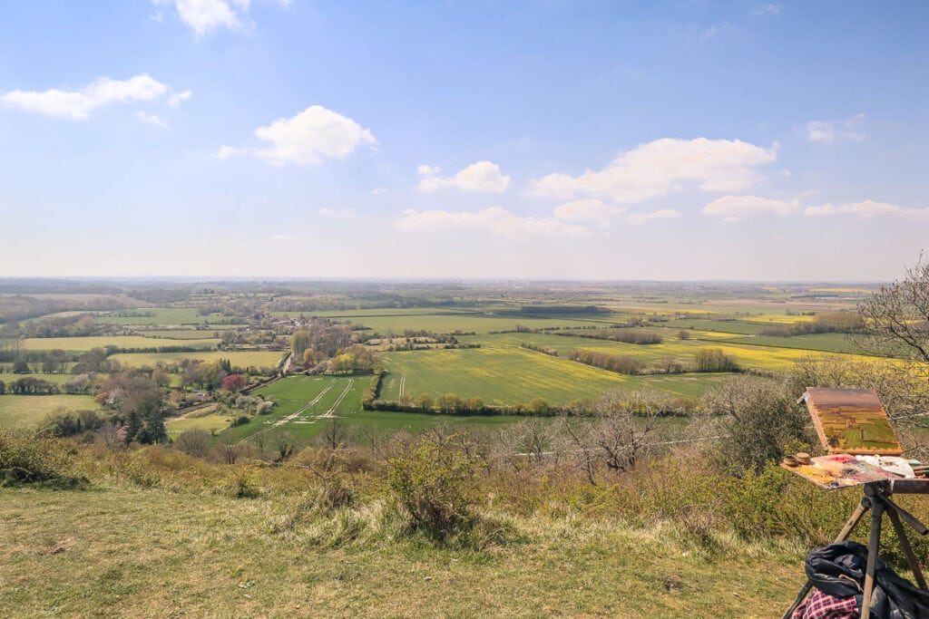 An artist enjoying the views in Wye, Kent