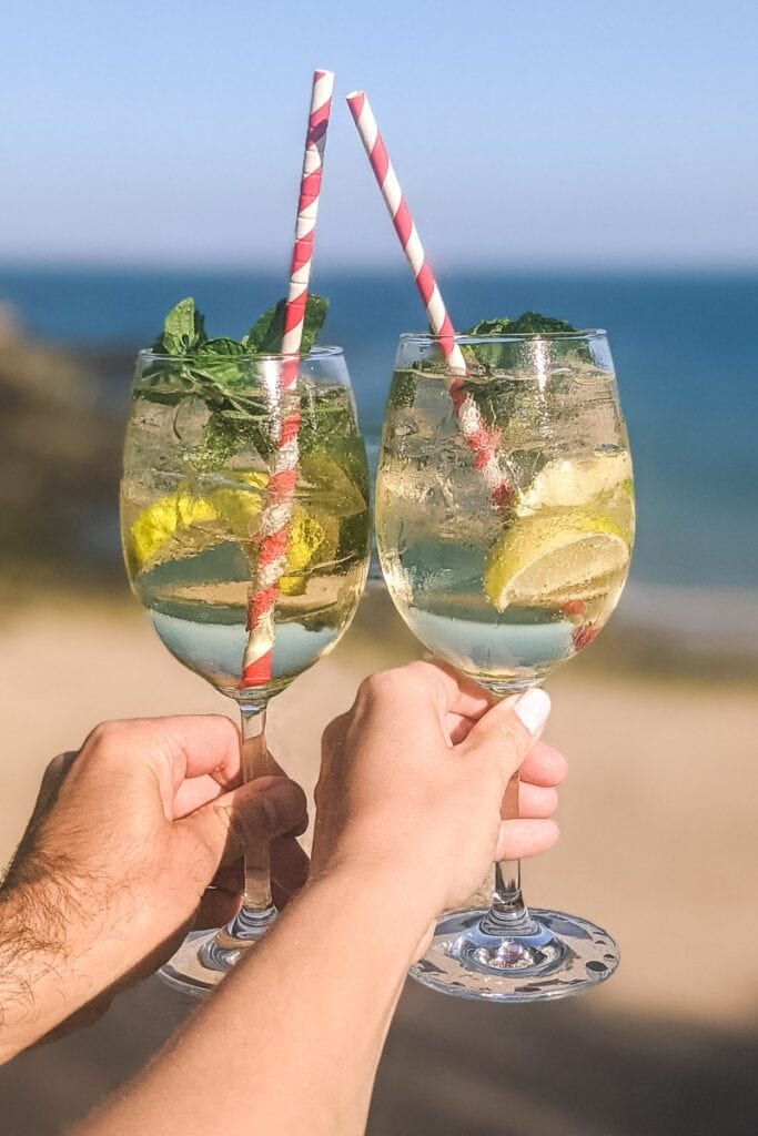 Drinks at Fermain Valley Beach in Guernsey