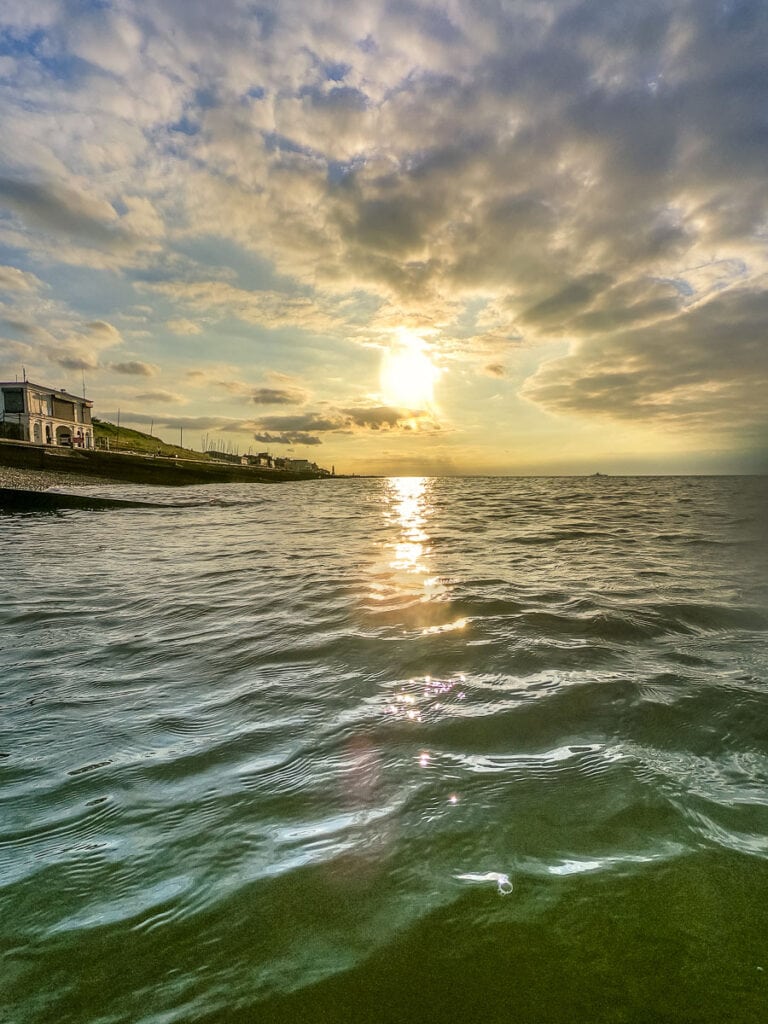 Sunset from the water on my sunset swim