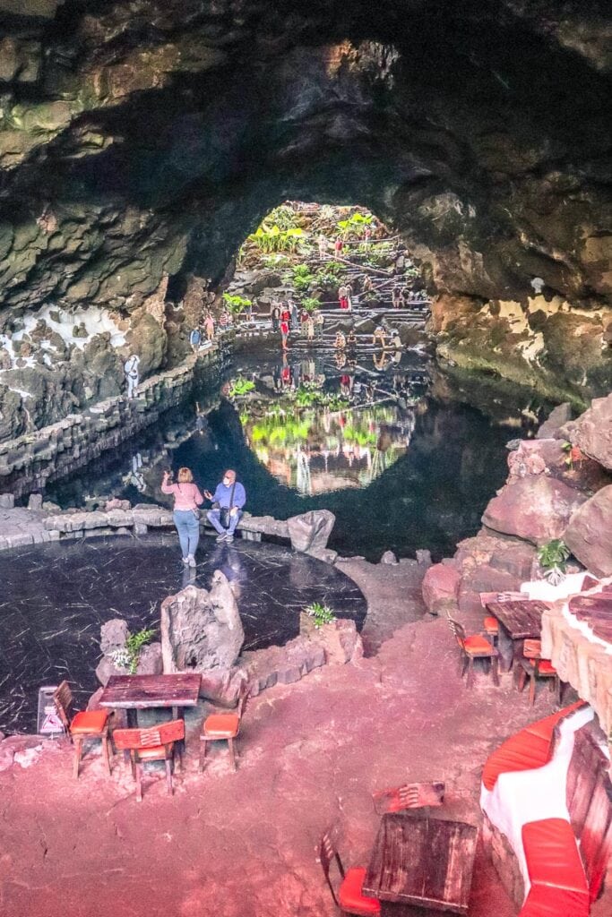 Inside the lava tube at Jameos del Agua