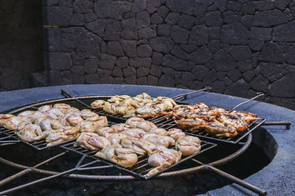 Meat cooking at El Diablo Lanzarote