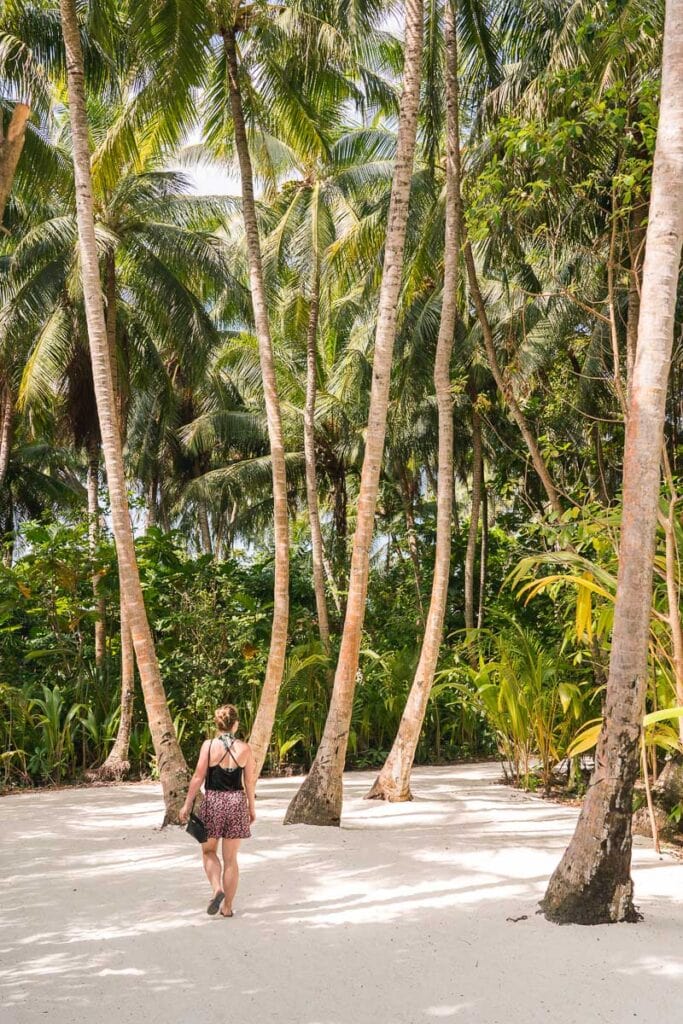 Exploring the island jungle on Amilla Fushi