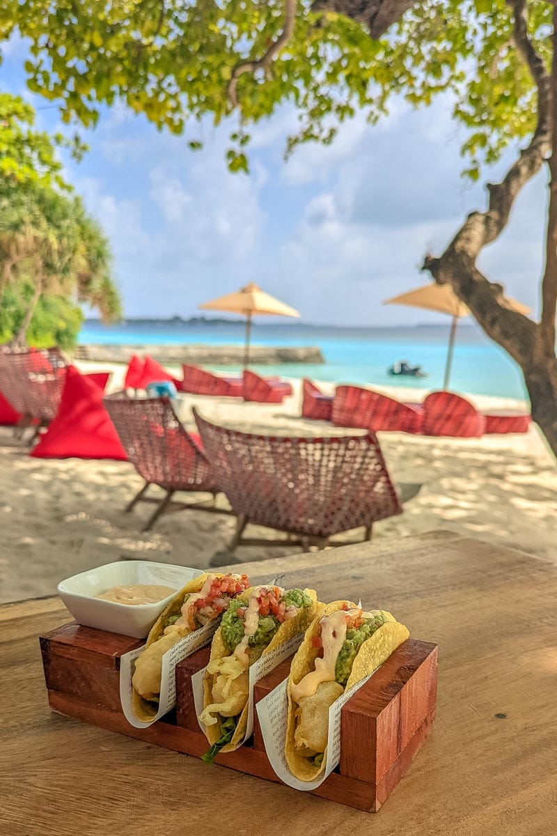 Tacos on the beach at Emperor Beach Club