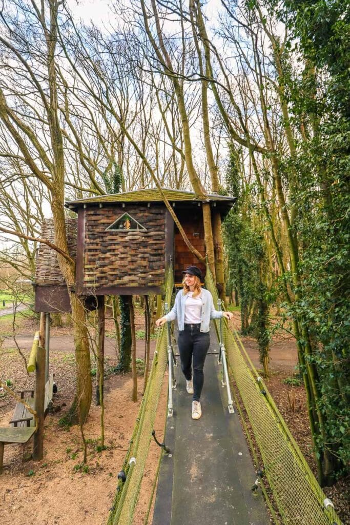 Crossing the bridge to North Hill Farm glamping Hertfordshire