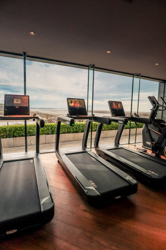 The gym overlooks the estuary