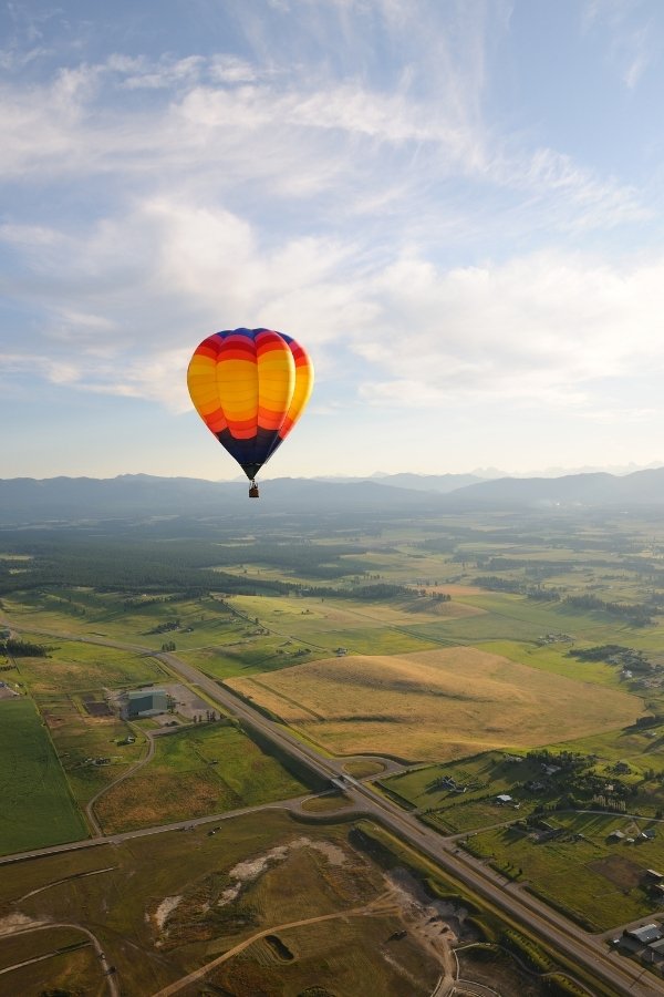 Hot air balloon over Flathead Valley