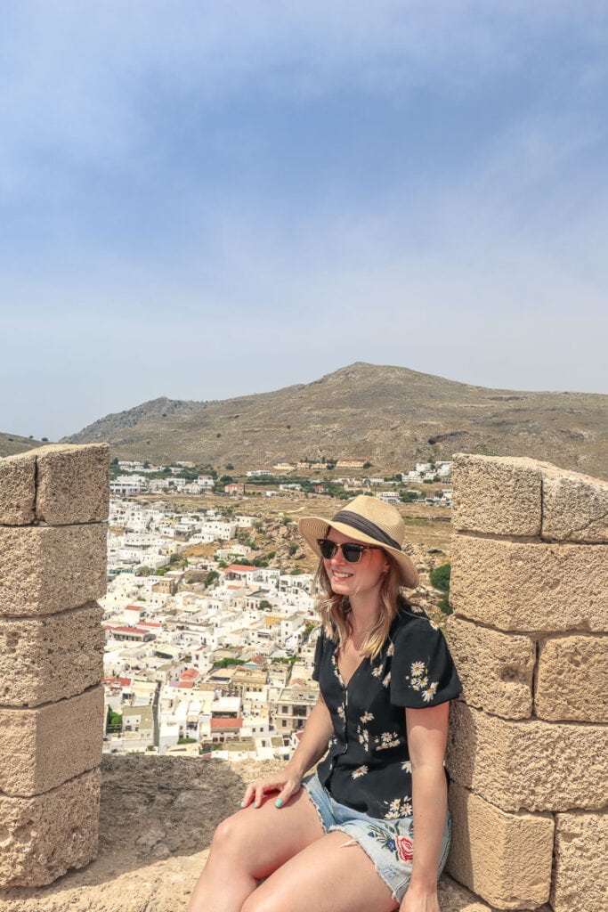 Enjoying the view from Lindos Acropolis