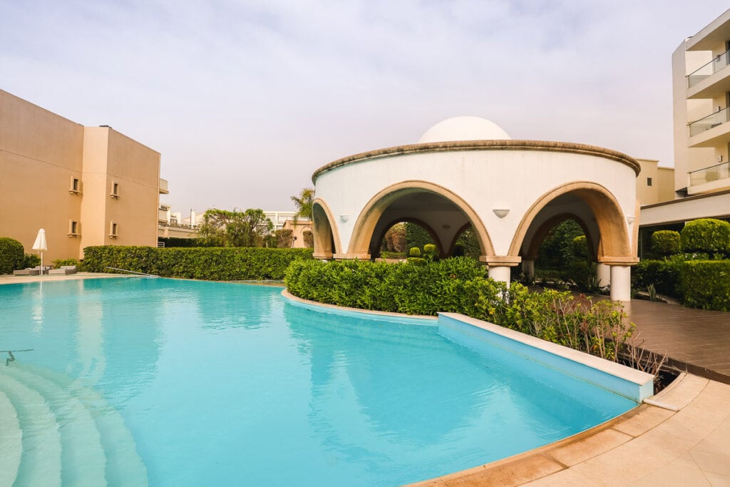 The garden pool at The Ixian Grand Rhodes