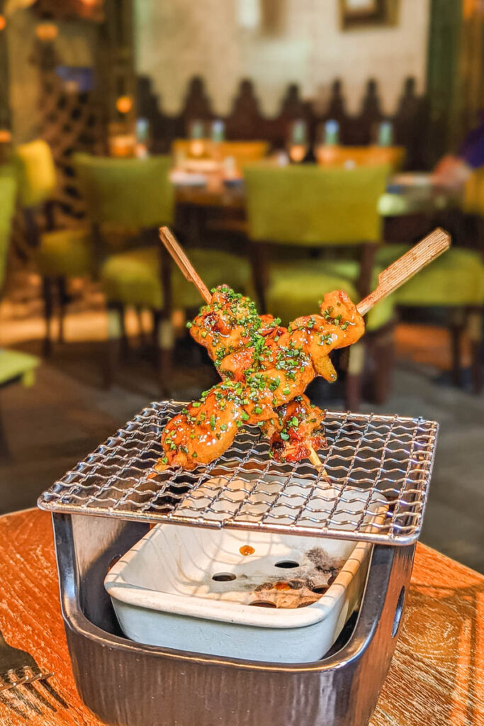 Chicken skewer at Coya