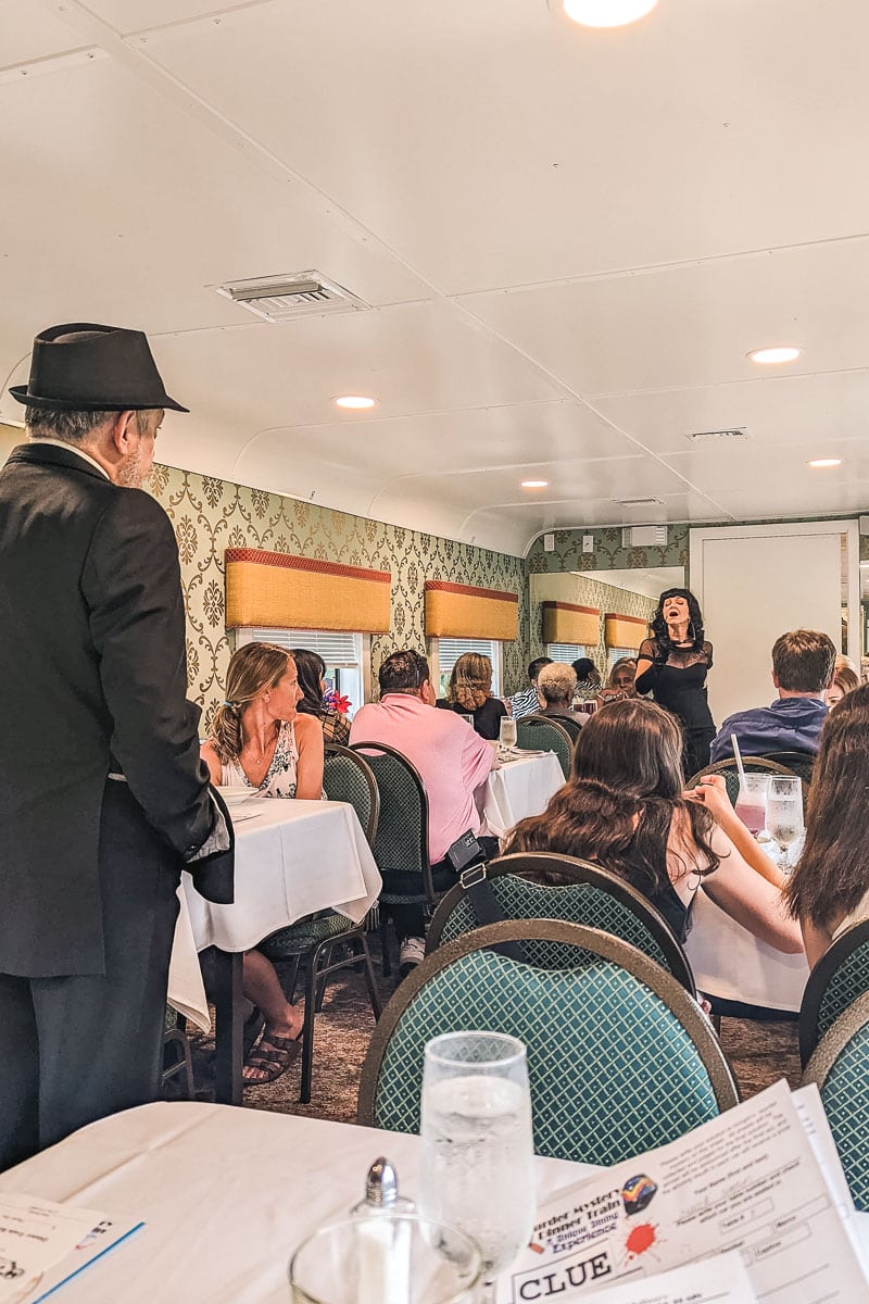 Murder mystery dinner train in Florida