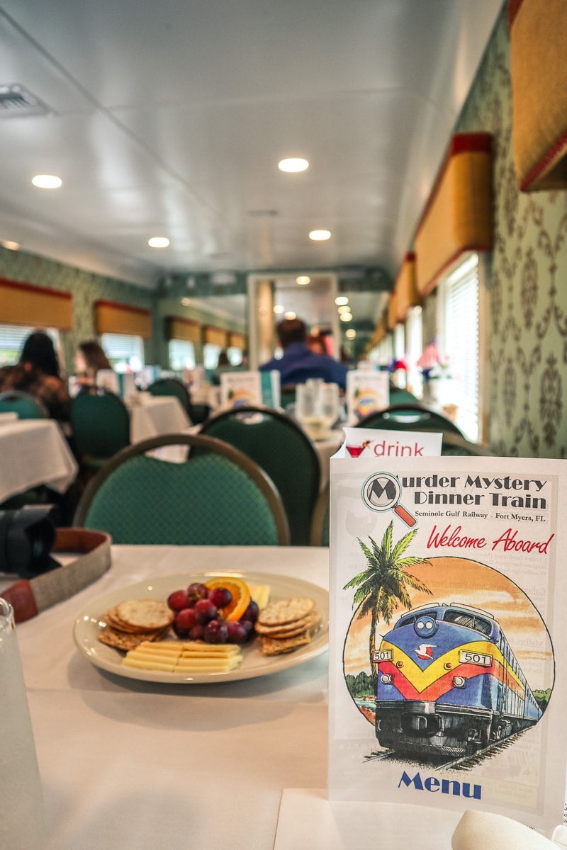 Murder mystery dinner train in Florida