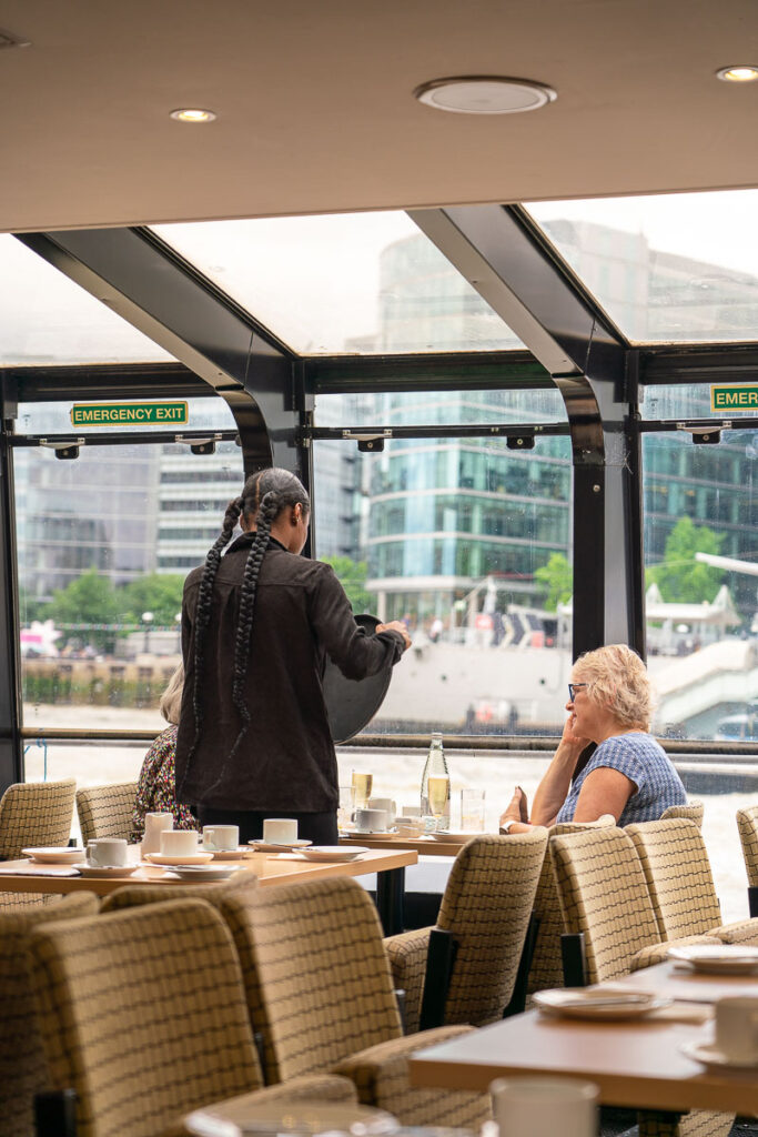 Getting ready for Afternoon Tea on the CityCruises boat