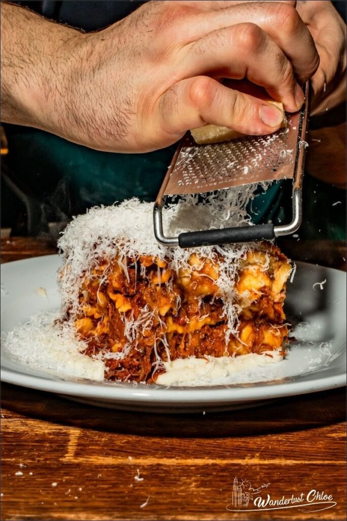 Bottomless lasagne at Senza Fonda London
