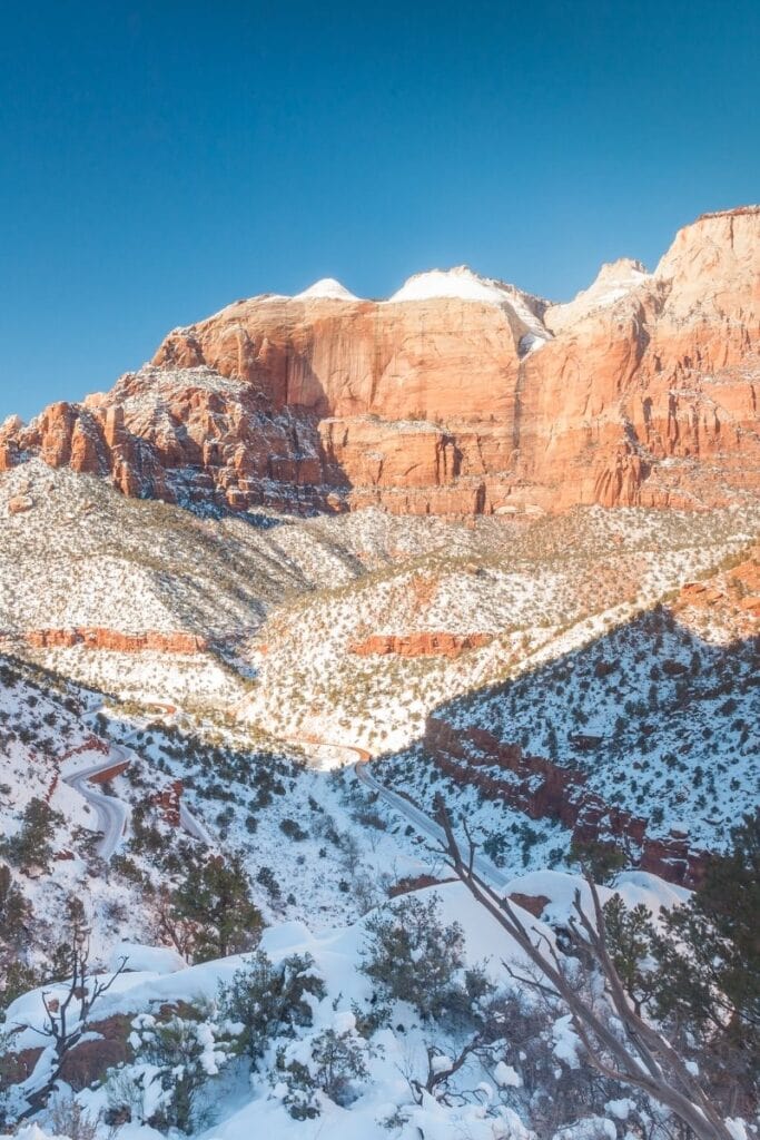 Zion National Park in the snow