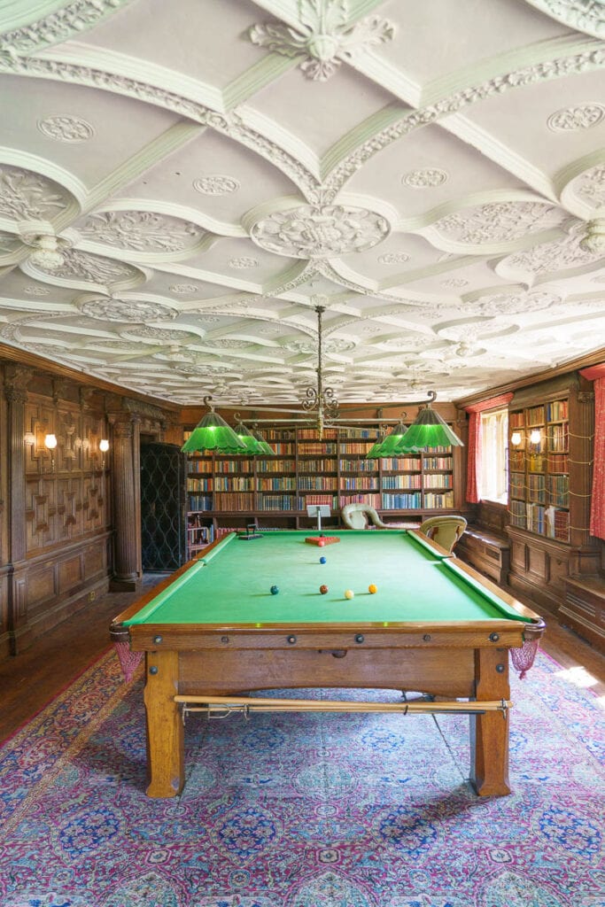 The billiards room inside Athelhampton House