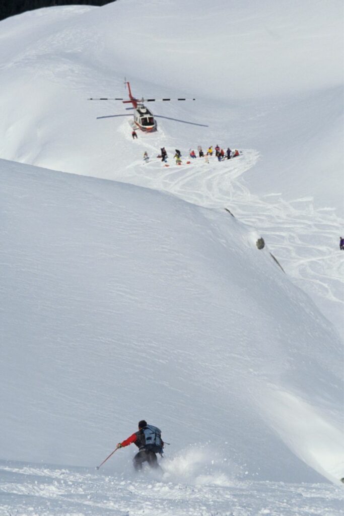 Heli skiing in Telluride in winter