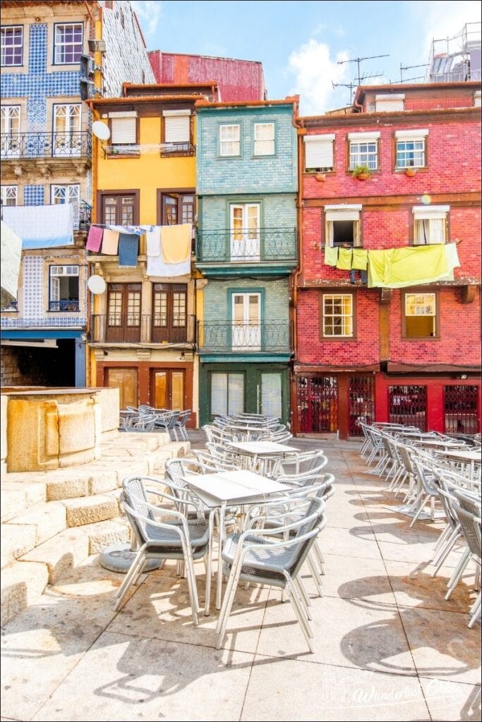 Ribeira Square is one of the most colourful squares in Porto