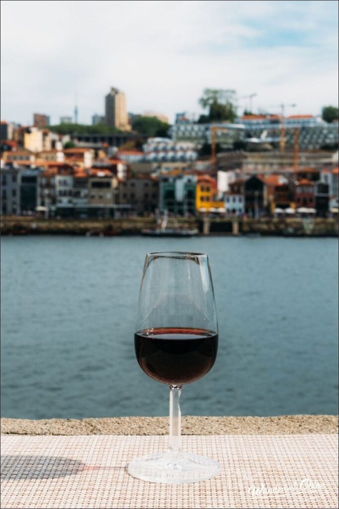 Enjoying a glass of port overlooking Vila Nova de Gaia