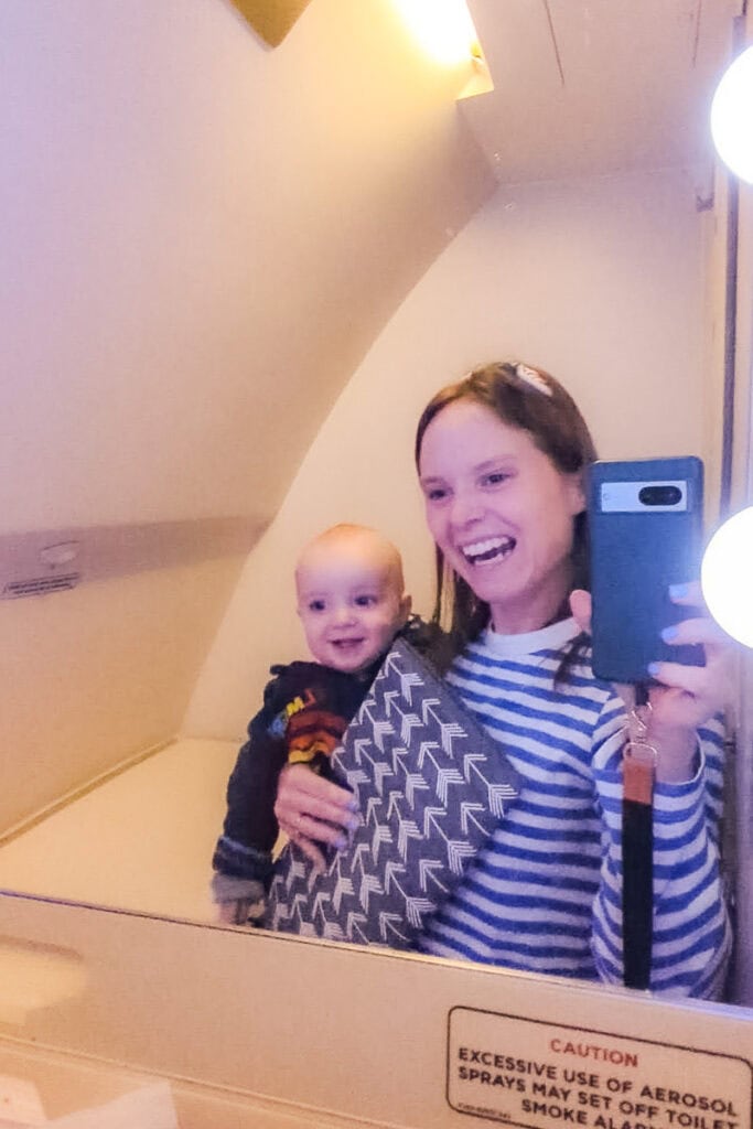 after changing baby on plane
