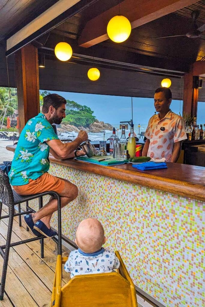 baby in a high chair in thailand