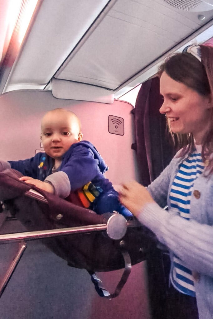 bassinet for baby on Virgin plane