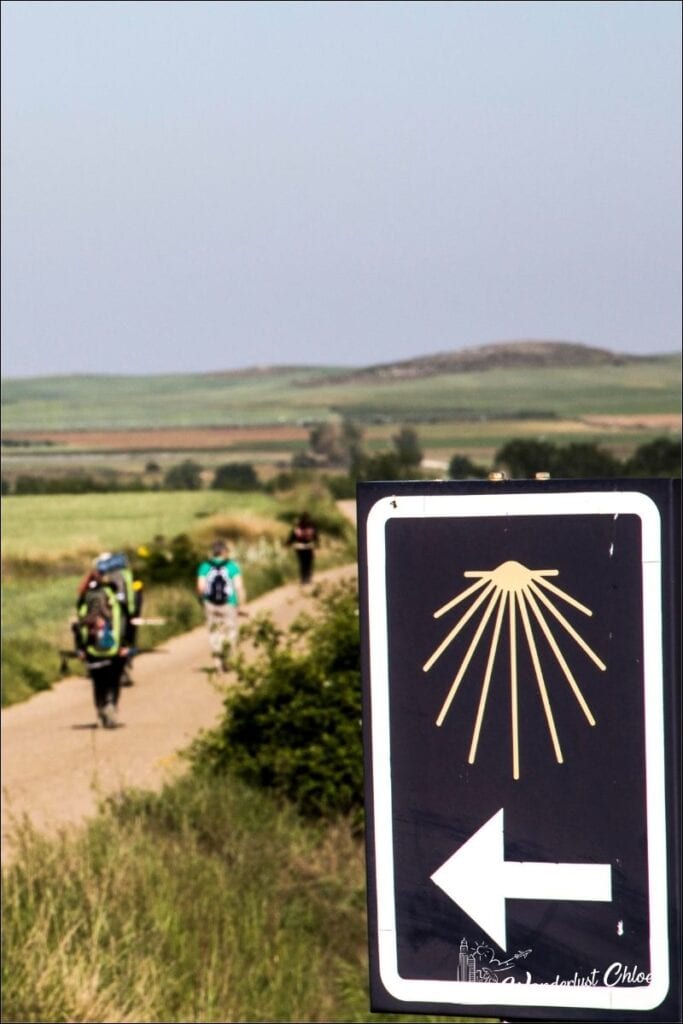 Pilgrims walking the camino