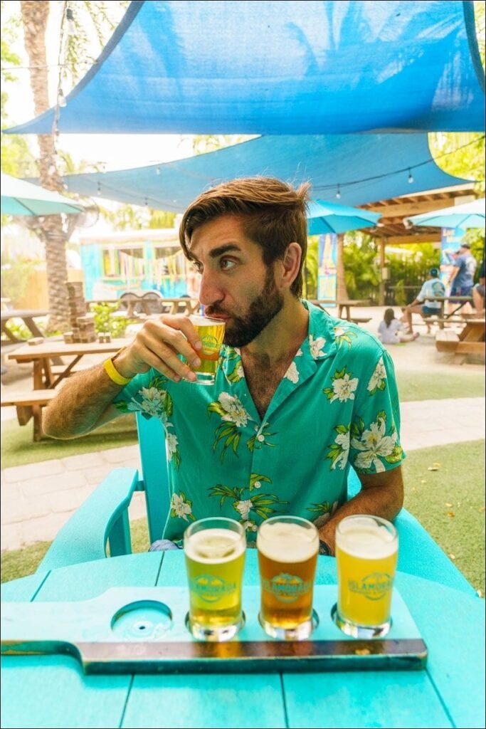 Beer flight at Islamorada Brewery & Distillery
