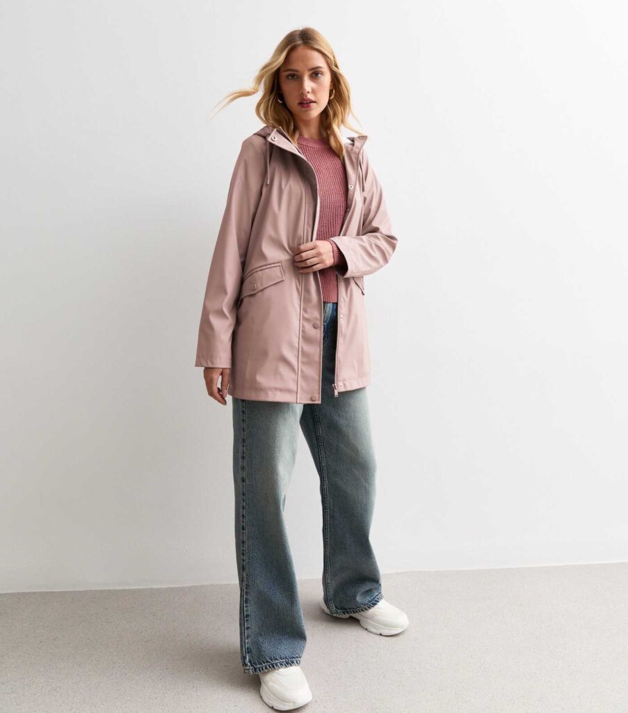 Pink hooded raincoat