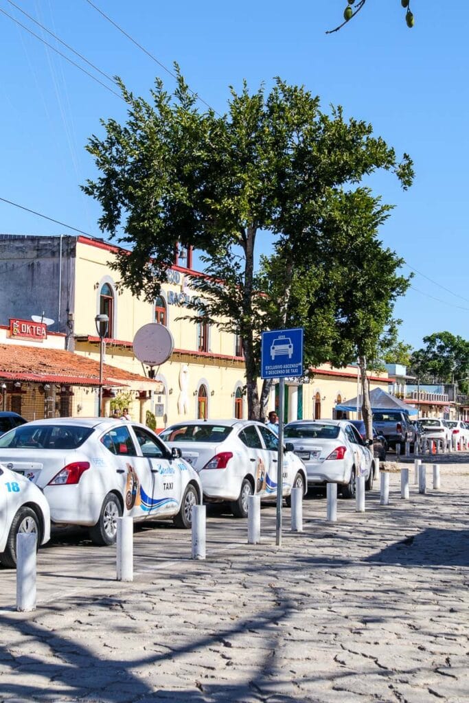 Bacalar taxis in the main square