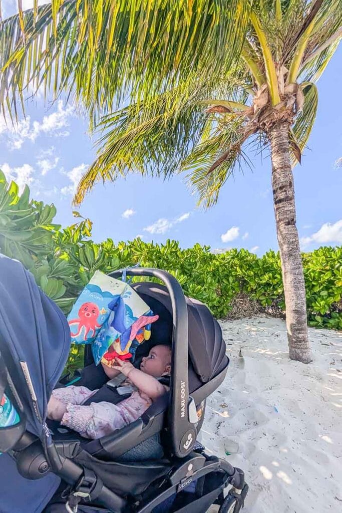 Baby on beach in mexico