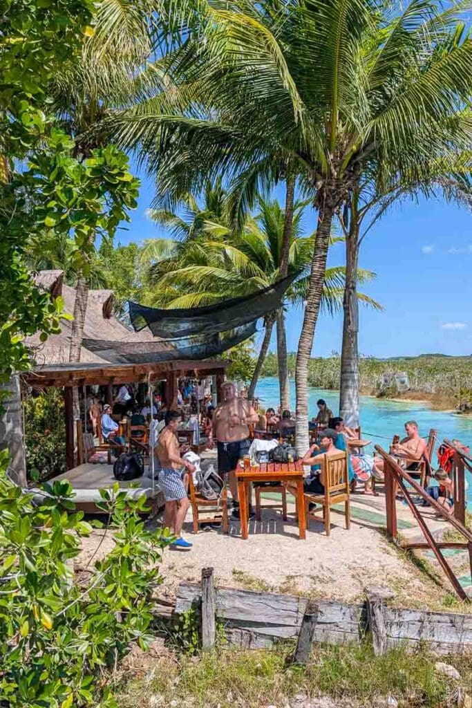 Bar and restaurant at Los Rapidos Bacalar