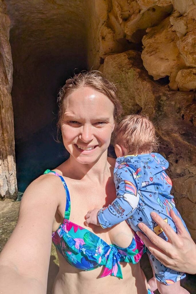 baby at mexico cenote